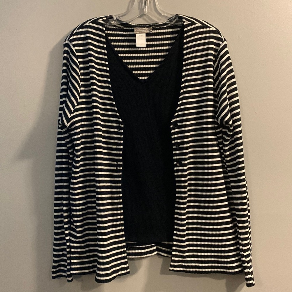 Coldwater Creek 2 piece Sweater and matching tank top. Size XL. Black and White